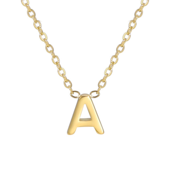 oly-c32ca8b3dd3804269f9d5ac1a356912f Wholesale welding 26 letters gold 18K gold plating does not fade jewelry 304 stainless steel necklace