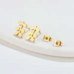 PVD Coated 18K Gold Real Gold Plated Geometric 304 Stainless Steel Simple Style Waterproof Non Tarnish Ear Studs