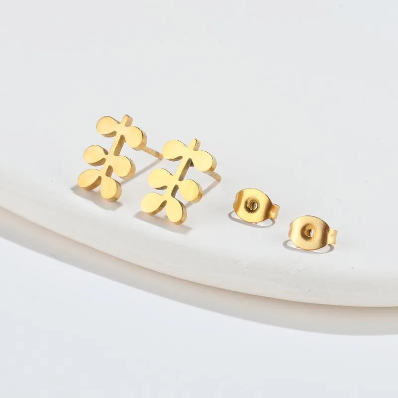 Wholesale PVD Coated 18K Gold Real Gold Plated Geometric 304 Stainless Steel Simple Style Waterproof Non Tarnish Ear Studs