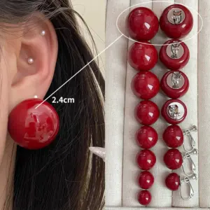 4163-2.4m Red Bead Ear Clip Style