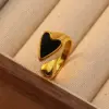 304 Stainless Steel Plastic Heart Shape Ion Plating (IP) Acrylic Shell 18K Gold Plated Lady Modern Style Classic Style Waterproof Non Tarnish Plating Inlay Open Rings
