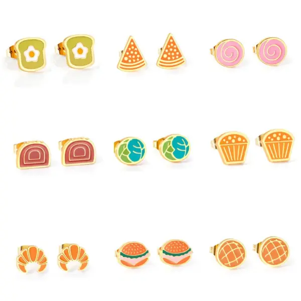 Wholesale 1 Pair Halloween Cute Pumpkin Pineapple Stainless Steel Ear Studs