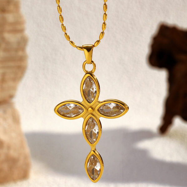 oly-c33f771522e633a6b5a9cf994550243a Wholesale Stainless Steel Cross Necklace Retro Titanium Steel Pendant Electroplated 18K Jewelry Necklace