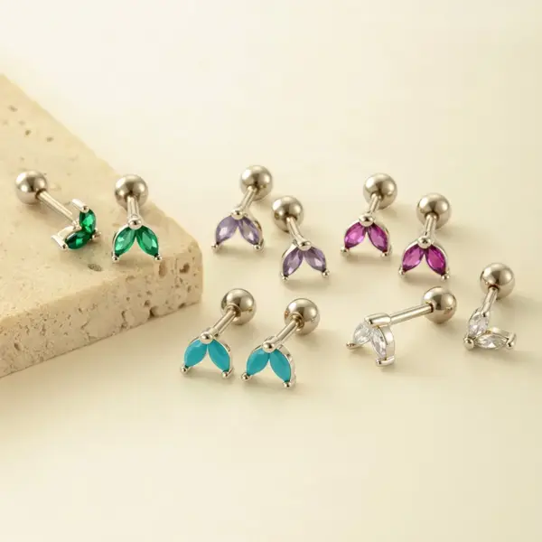 Wholesale 1 Piece 316 Stainless Steel Copper Ear Cartilage Rings & Studs Water Droplets