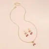 Glass Copper Cherry Artificial Gemstones Bridal Jewelry Sets