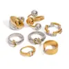 Wholesale Jewelry Elegant Lady Geometric 304 Stainless Steel Mixed Metal Plating Rings