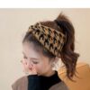 oly-c3476d2c34896296c30be231a589685a Wholesale New Headwear Houndstooth Wool Headband Women's Wide-Brimmed Confinement Turban Cross Autumn and Winter Outing Headband Cross-Border