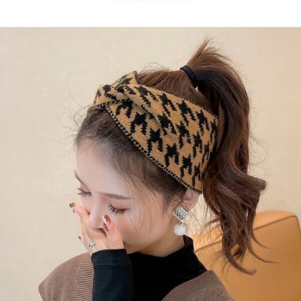 oly-c3476d2c34896296c30be231a589685a Wholesale New Headwear Houndstooth Wool Headband Women's Wide-Brimmed Confinement Turban Cross Autumn and Winter Outing Headband Cross-Border