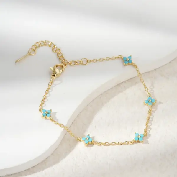 Wholesale Small Flower Zircon Tassel Exquisite Copper Bracelet Unisex Daily Accessories Birthday Gift