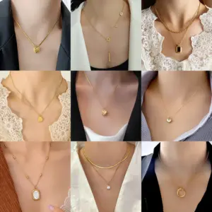 Wholesale Jewelry Fashion Heart Shape Rose 304 Stainless Steel Plating Stainless Steel Necklaces