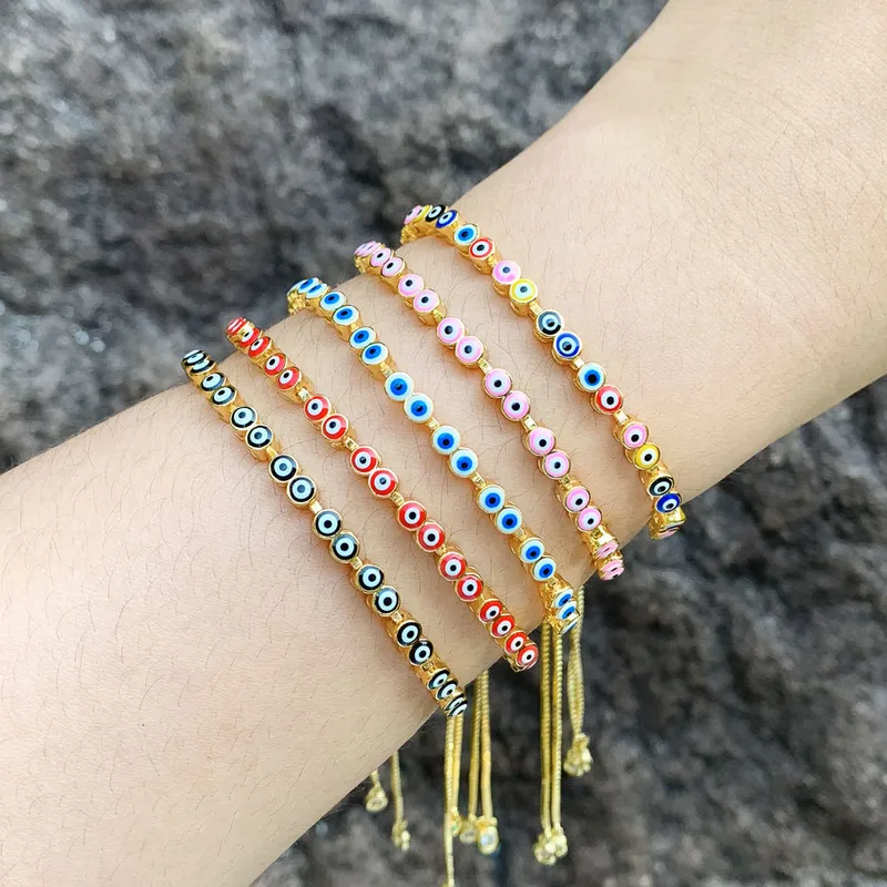 Wholesale Fashion Devil's Eye Copper 18k Gold Plated Bracelets In Bulk