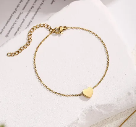 Wholesale Vacation Classic Style Heart Shape 304 Stainless Steel Cable Chain Bracelets In Bulk