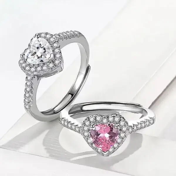 Wholesale Glass Copper Heart Shape Glass IG Style Cute Romantic Silver Rings