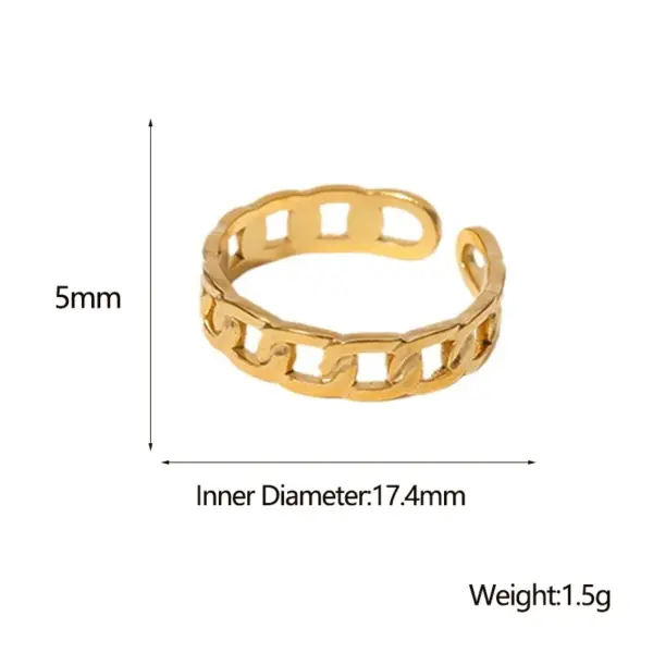 Wholesale PVD Coated Real Gold Plated Chains Print Stainless Steel IG Style Simple Style Waterproof Non Tarnish Open Ring