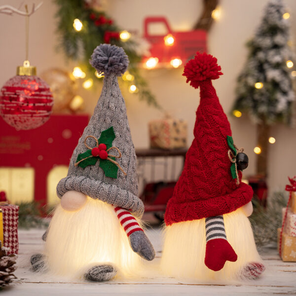 Wholesale Christmas Knitted Hat with Lights Doll Ornaments