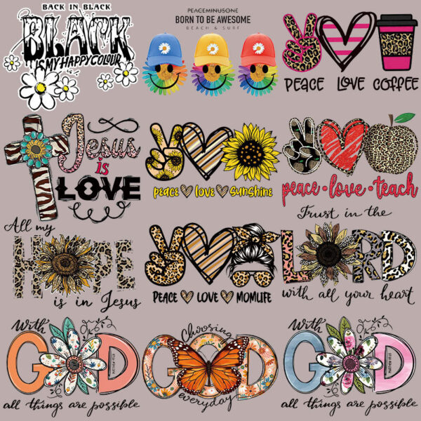 Wholesale Flower and letter heat transfer printing