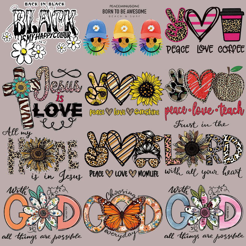 Wholesale Flower and letter heat transfer printing