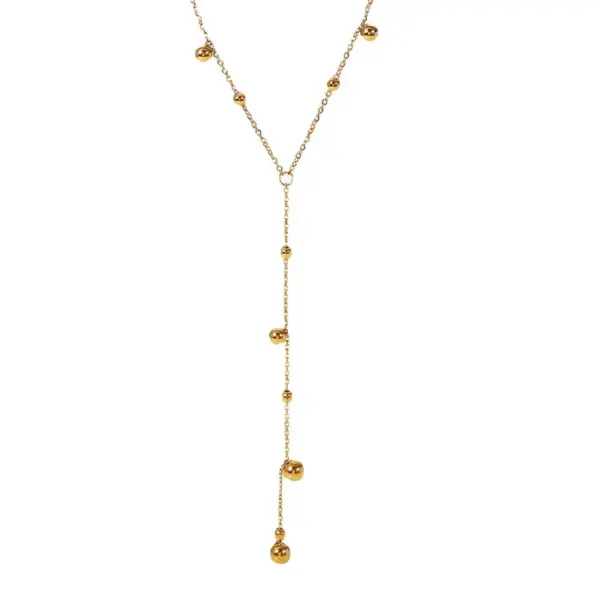 18K Gold Plated 304 Stainless Steel PVD Coated Solid Color Plating Cable Chain Y-Necklace Lariat Necklace