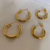 Wholesale 1 Pair Simple Style Solid Color Plating Stainless Steel Gold Plated Earrings