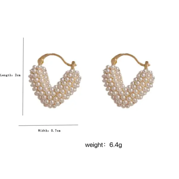Wholesale 1 Pair Elegant Lady Heart Shape Inlay Copper Artificial Pearls Earrings