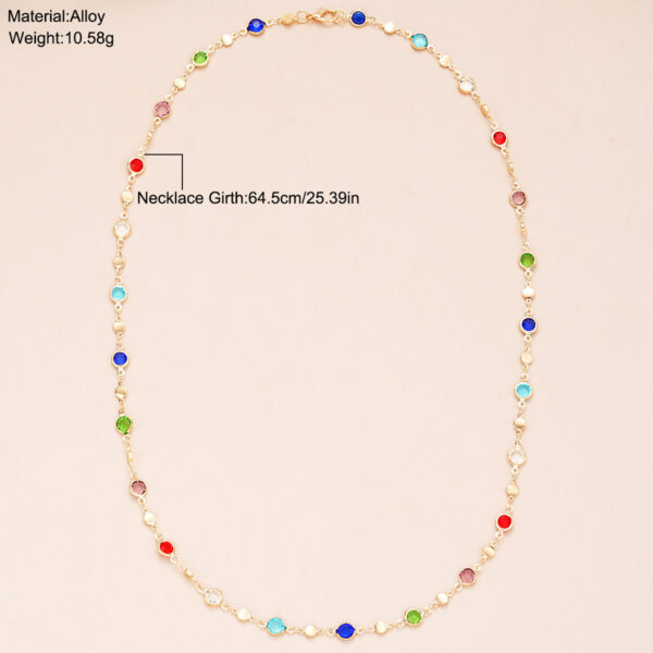 Wholesale Cross-border new European and American style fashion creative color rhinestone tassel necklace niche high color zircon clavicle chain