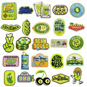 Wholesale Original Green Plant Cloth Sticker Cartoon Cute Decorative Decal Bean Fruit Game Computer Embroidery Ironing Style