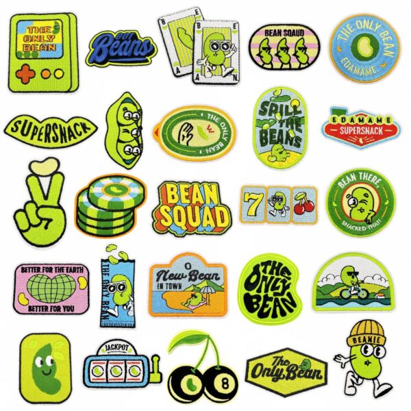 Wholesale Original Green Plant Cloth Sticker Cartoon Cute Decorative Decal Bean Fruit Game Computer Embroidery Ironing Style