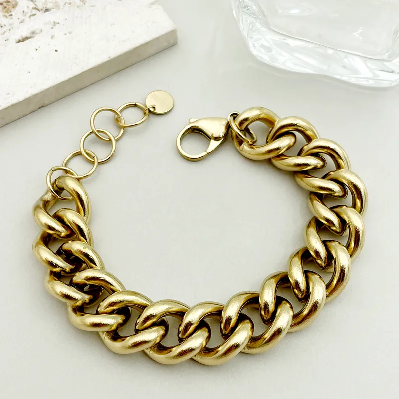 Wholesale PVD Coated Real Gold Plated 14K Gold Solid Color 304 Stainless Steel Waterproof Non Tarnish 304 Stainless Steel Bracelets
