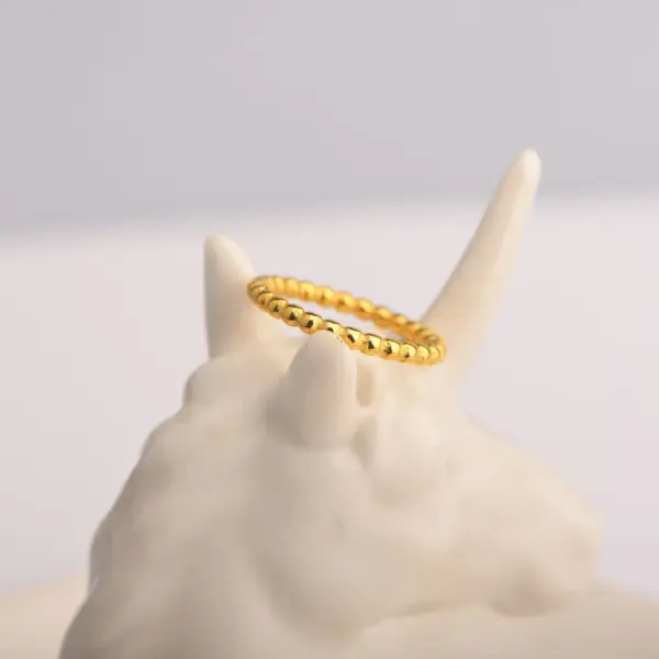 Wholesale PVD Coated Real Gold Plated Waves Stainless Steel Simple Style Waterproof Non Tarnish Rings