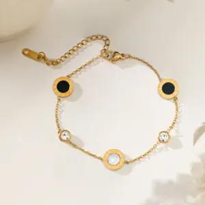 【XKB2019】White Diamond Roman Bracelet / Gold