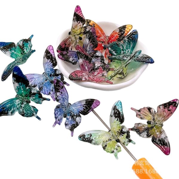 oly-c38939188a335d08bcb621571905b578 Wholesale 3. Printed Simulation Butterfly Vertical Hole Loose Beads