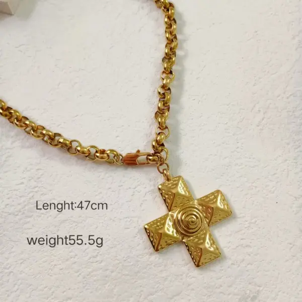 Wholesale PVD Coated 18K Gold Plated Real Gold Plated Cross 304 Stainless Steel Casual Simple Style Waterproof Non Tarnish Jewelry Set