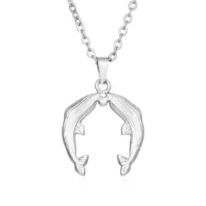 Double Dolphin Necklace Steel Color One MS-541