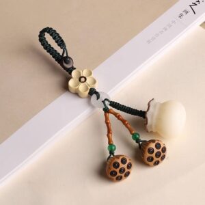 Wholesale Imitation Bodhi Root Lucky Bag Car Keychain Pendant, Peach Wood Lotus Pod, Cute and Exquisite Mobile Phone Chain Pendant for Men and Women