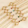 Wholesale Fashion Colorful Zodiac Stone Square Pendant Micro Inlaid Zircon Pin Stainless Steel Necklace Unisex Geometric Pattern Jewelry