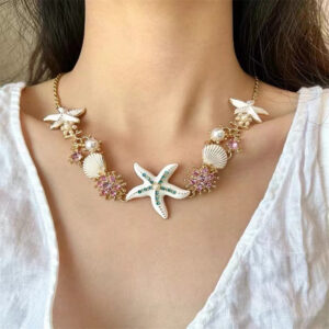 Wholesale Colorful starfish shell pearl necklace