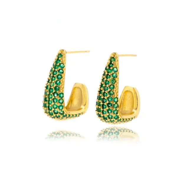 Wholesale 1 Pair Vintage Style French Style Simple Style C Shape Inlay Copper Zircon Hoop Earrings