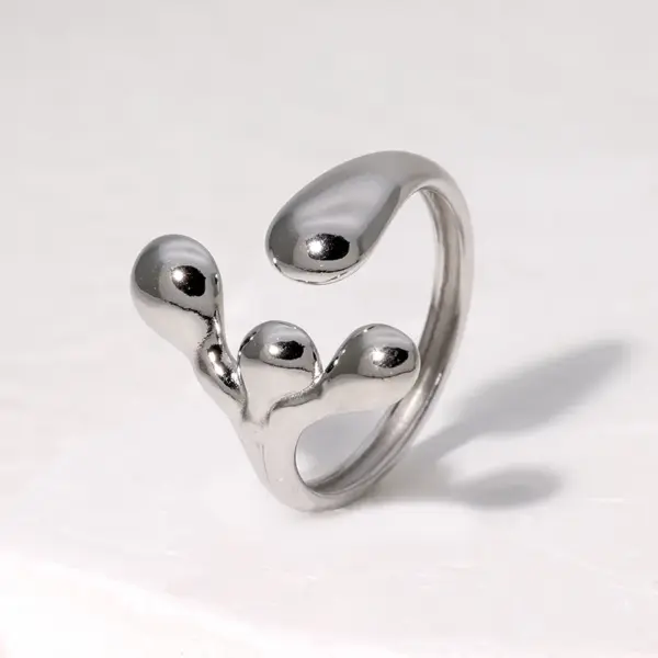 Wholesale PVD Coated Real Gold Plated 18K Gold Asymmetrical Irregular 304 Stainless Steel Sweet Simple Style IG Style Waterproof Non Tarnish Open Rings