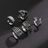 oly-c3a172a38b0d70e38350ce3bff0c6319 Wholesale Fashion Gothic Style Skull Gemstone Ring Men's Trendy Hip-Hop Niche Men's Personalized Ring Bracelet Set