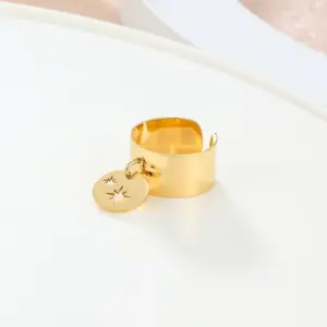 304 Stainless Steel Star PVD Coated 14K Gold Plated 18K Gold Plated Simple Style Classic Style Waterproof Non Tarnish Gold Charm Rings