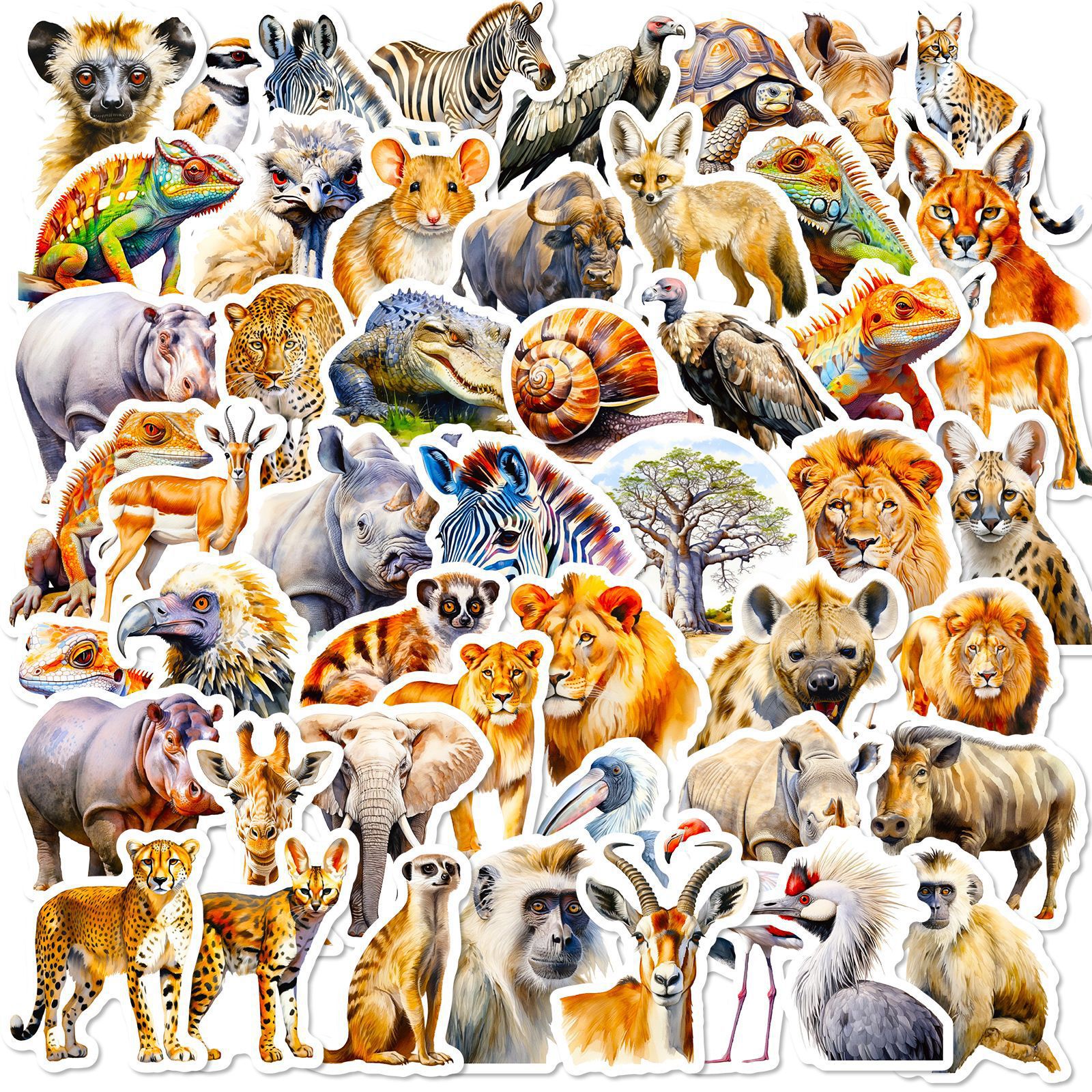 Wholesale realistic African animal personalized DIY stickers