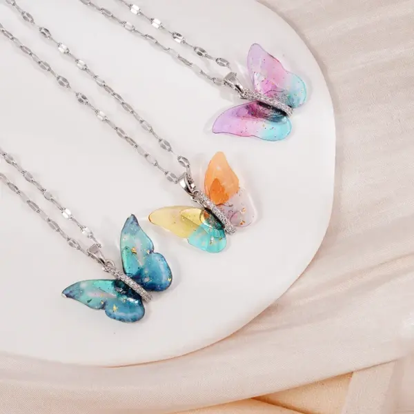 Wholesale Jewelry Princess Glam Lady Butterfly 304 Stainless Steel Copper Coffee Bean Chain Pendant Necklace