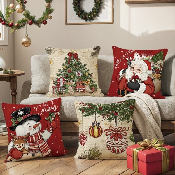 Wholesale Christmas series of cushion covers, Santa Claus and snowman holiday decorations, sofa cushion covers, linen pillowcases