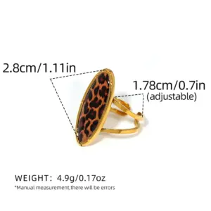 Gold / adjustable / 1 Piece Leopard Print Geometric Open Ring
