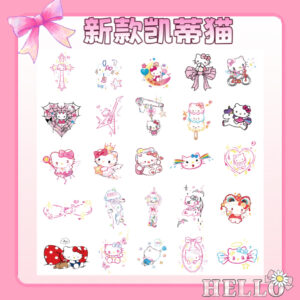 Wholesale New Hellokitty Cat Color Tattoo Sticker Waterproof Lasting Cartoon Girl Kids Hello Kitty Tattoo Sticker