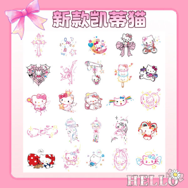 Wholesale New Hellokitty Cat Color Tattoo Sticker Waterproof Lasting Cartoon Girl Kids Hello Kitty Tattoo Sticker