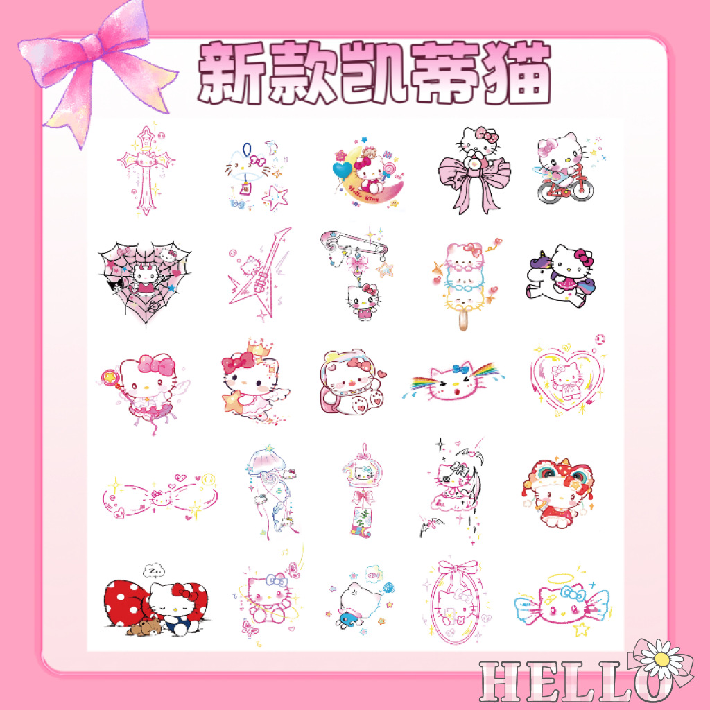 Wholesale New Cat Color Tattoo Sticker Waterproof Lasting Cartoon Girl Kids Tattoo Sticker