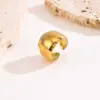 Vacuum Plating Real Gold Plated Solid Color 304 Stainless Steel Retro Waterproof Non Tarnish Open Ring