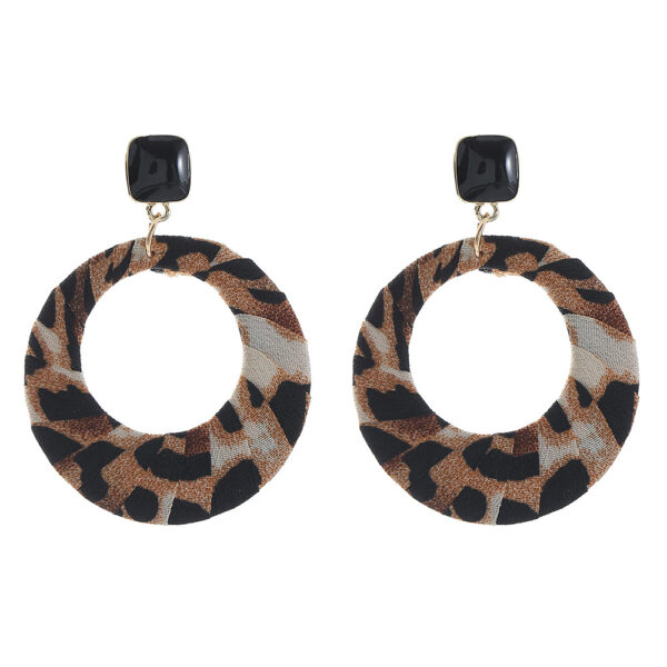 oly-c3b32fb074538a8465c513427d23b6ff Wholesale Cross-border Exaggerated Large Circle Oval Leopard Earrings Hong Kong Style Vintage Fabric Wrapping Leopard Ring Earrings Earrings