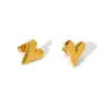 Wholesale PVD Coated Real Gold Plated 18K Gold Heart Shape 304 Stainless Steel Novelty Commute Waterproof Non Tarnish Ear Studs